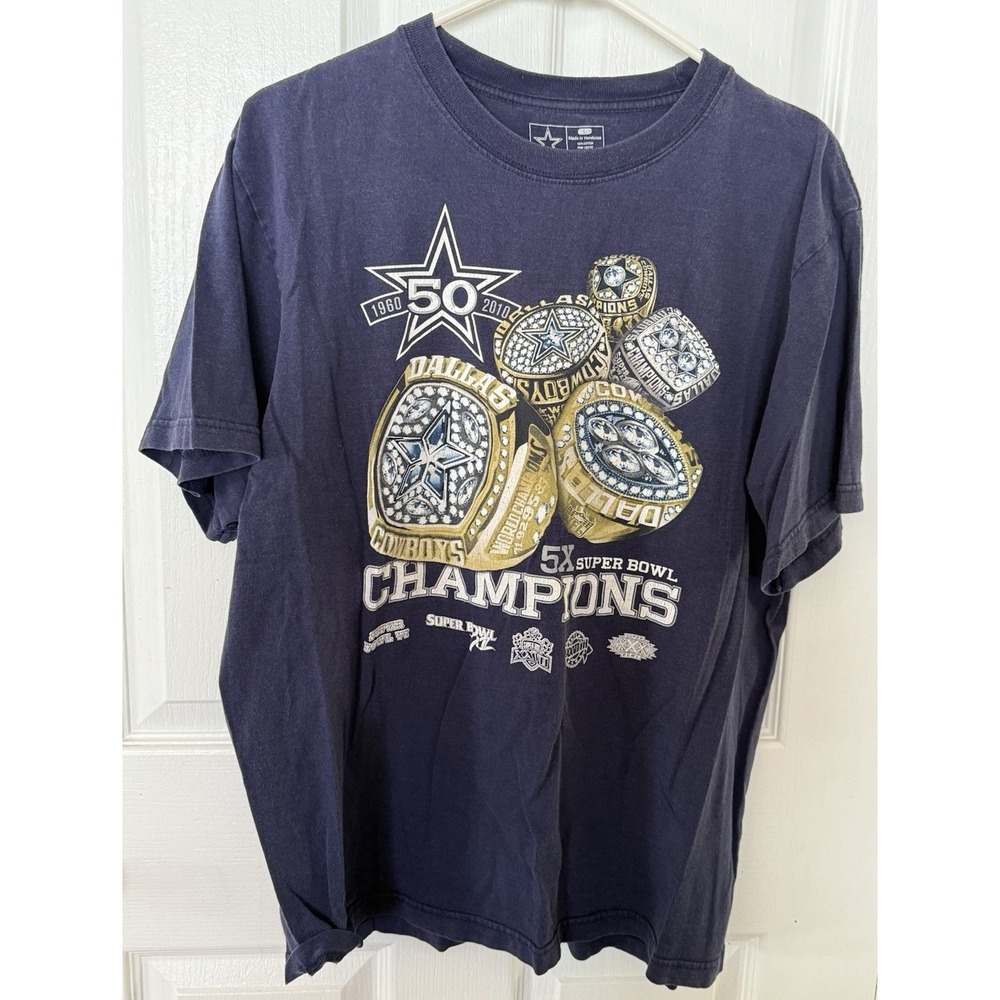 NFL Dallas Cowboys 50th Season 5X Super Bowl Champions Shirt - Size: Large‎ VTG